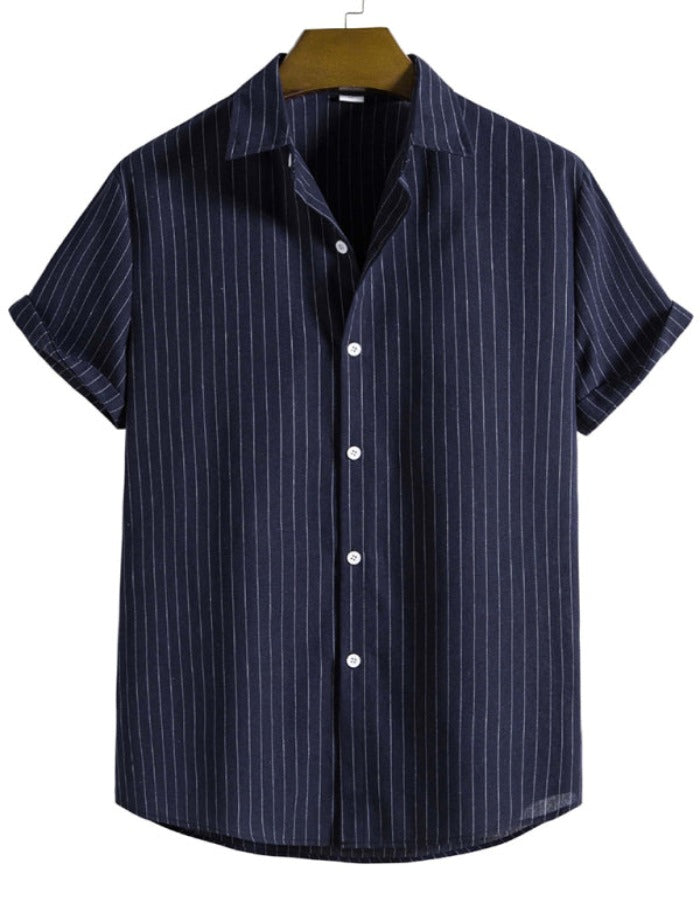 SHOPIQAT Men's Fashion Trend Casual Striped Short Sleeve Shirt - Premium from shopiqat - Just $5.990! Shop now at shopiqat
